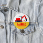 レッドブルーショベル子供の誕生日パーティーボタン 缶バッジ (インサイチュ)