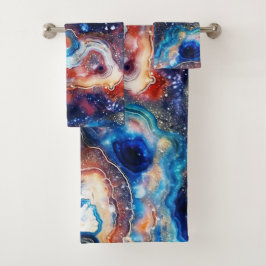 レッドブルージオード抽象画 with コズミックスワール バスタオルセット