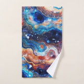 レッドブルージオード抽象画 with コズミックスワール バスタオルセット (ハンドタオル)