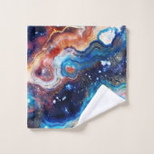 レッドブルージオード抽象画 with コズミックスワール バスタオルセット (ウォッシュタオル)