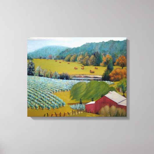 レッドブルースカラフルイエローの美しいブドウ園 キャンバスプリント (正面)