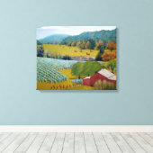 レッドブルースカラフルイエローの美しいブドウ園 キャンバスプリント (インサイチュ (ウッドフロア))
