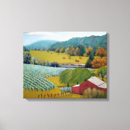 レッドブルースカラフルイエローの美しいブドウ園 キャンバスプリント