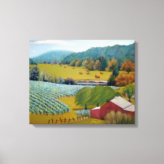 レッドブルースカラフルイエローの美しいブドウ園 キャンバスプリント (正面)