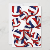 レッドブルーチームカラーバレーボール子供の誕生日 招待状 (裏面)