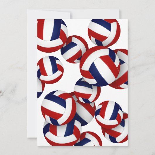 レッドブルーチームカラーバレーボール子供の誕生日 招待状 (裏面)