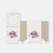 レッドブルーティーポットフローラブライダルシャワーティーパーティー フェイバーボックス (折り畳みなし)