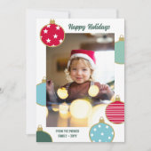 レッドブルーティール(緑がかった色)クリスマスボードベリーハッピーホリデー シーズンカード (正面)