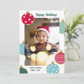 レッドブルーティール(緑がかった色)クリスマスボードベリーハッピーホリデー シーズンカード (スタンド正面)