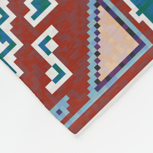 レッドブルーティール(緑がかった色)先住民アメリカンインディアンナバホ フリースブランケット (角)