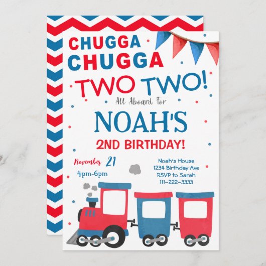 レッドブルートレイン2nd誕生日招待状 招待状 (正面/裏面)