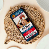 レッドブルーバスケットボールチケット誕生日写真 招待状