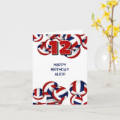 レッドブルーバレーボールキッズスポーツハッピーバースデー カード (黄色い花)