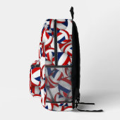 レッドブルーバレーボールチームカラーwプレイヤー名 プリントバックパック (右)