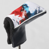 レッドブルーファイアアイス漫画スタイルアニメガール ゴルフヘッドカバー (3/4 正面)