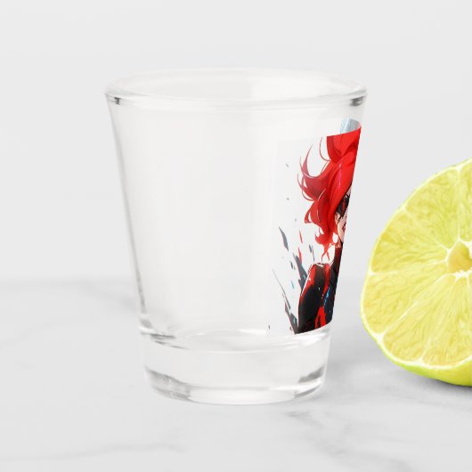 レッドブルーファイアアイス漫画スタイルアニメガール ショットグラス (左)