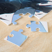 レッドブルーファイアアイス漫画スタイルアニメガール ジグソーパズル (側面)