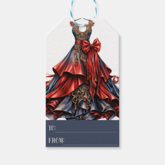 レッドブルーファンタジードレスギフトラベル、クリスマス ギフトタグ