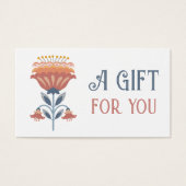 レッドブルーフォークアートフラワーギフトカード (正面)