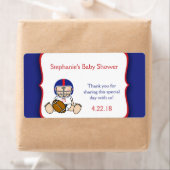 レッドブルーフットボール赤ちゃんシャワーのウォーターボトルの好意 ラベル (インサイチュ)