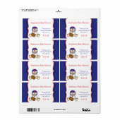 レッドブルーフットボール赤ちゃんシャワーのウォーターボトルの好意 ラベル (フルシート)