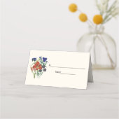 レッドブルーフラワーズエスコートカード座席表アイボリー プレイスカード (裏面)