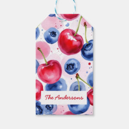 レッドブルーフルーツさくらんぼベリーパターン ギフトタグ