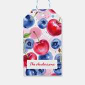 レッドブルーフルーツさくらんぼベリーパターン ギフトタグ (裏面)