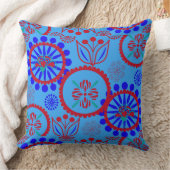 レッドブルーフローラ クッション (ブランケット)