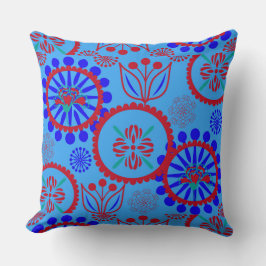 レッドブルーフローラ クッション