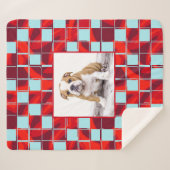 レッドブループレイドブルドッグ写真 シェルパブランケット (正面(横))