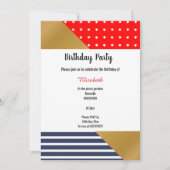 レッドブルーホワイトスターズ&ストライプ誕生日 招待状 (正面)