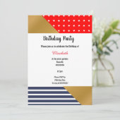 レッドブルーホワイトスターズ&ストライプ誕生日 招待状 (スタンド正面)