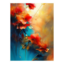 レッドブルーホワイトティール（緑がかった色）クリームフラワービューティフル