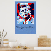 レッドブルーポップ・アートのアートJFKジョン・F・ケネディ引用文達成 ポスター (キッチン)