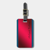 レッドブルーミニマルプロフェッショナル モダン ラゲッジタグ (正面縦)