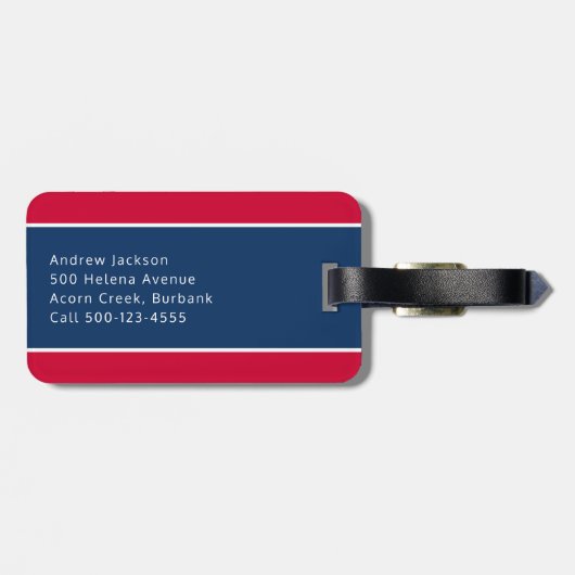 レッドブルーモノグラムパーソナライズされたゴルファー ラゲッジタグ (裏面横)