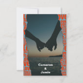 レッドブルーラブタイポグラフィ縁ど セーブザデート (裏面)