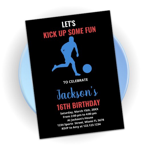 レッドブルーランニング誕生日招待状 招待状