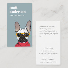 レッドブルーレトロブルーフランスのブルドッグトレーナー 名刺