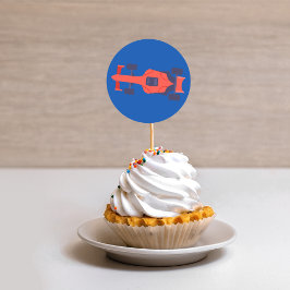 レッドブルーレーシングカーレーストラック男の赤ちゃん献身 ラウンドシール