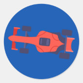 レッドブルーレーシングカーレーストラック男の赤ちゃん献身 ラウンドシール (正面)