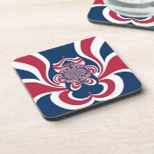 レッドブルー万華鏡のように千変万化するパターンアートプリント コースター (左側)