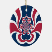 レッドブルー万華鏡のように千変万化するパターンアートプリント セラミックオーナメント (右)