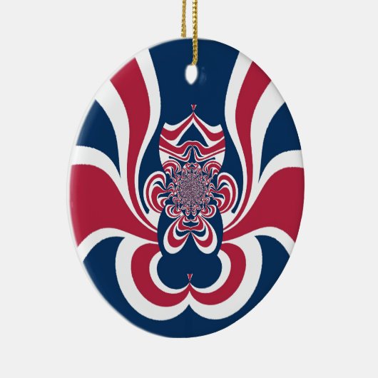 レッドブルー万華鏡のように千変万化するパターンアートプリント セラミックオーナメント (右)