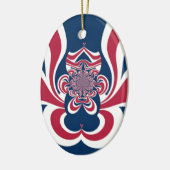 レッドブルー万華鏡のように千変万化するパターンアートプリント セラミックオーナメント (左)