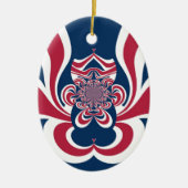 レッドブルー万華鏡のように千変万化するパターンアートプリント セラミックオーナメント (正面)