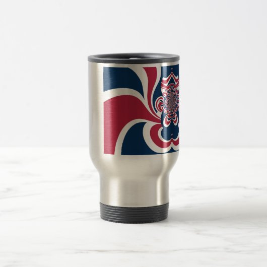 レッドブルー万華鏡のように千変万化するパターンアートプリント トラベルマグ (中央)