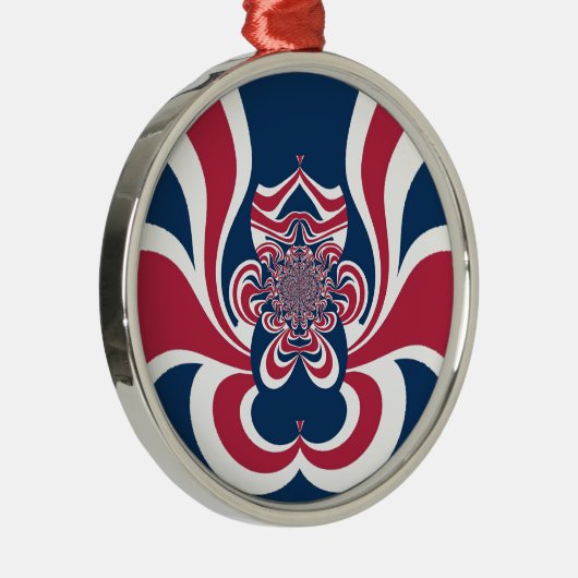 レッドブルー万華鏡のように千変万化するパターンアートプリント メタルオーナメント (右)