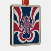 レッドブルー万華鏡のように千変万化するパターンアートプリント メタルオーナメント (右)